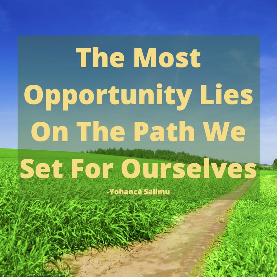 life quote in a green lush field