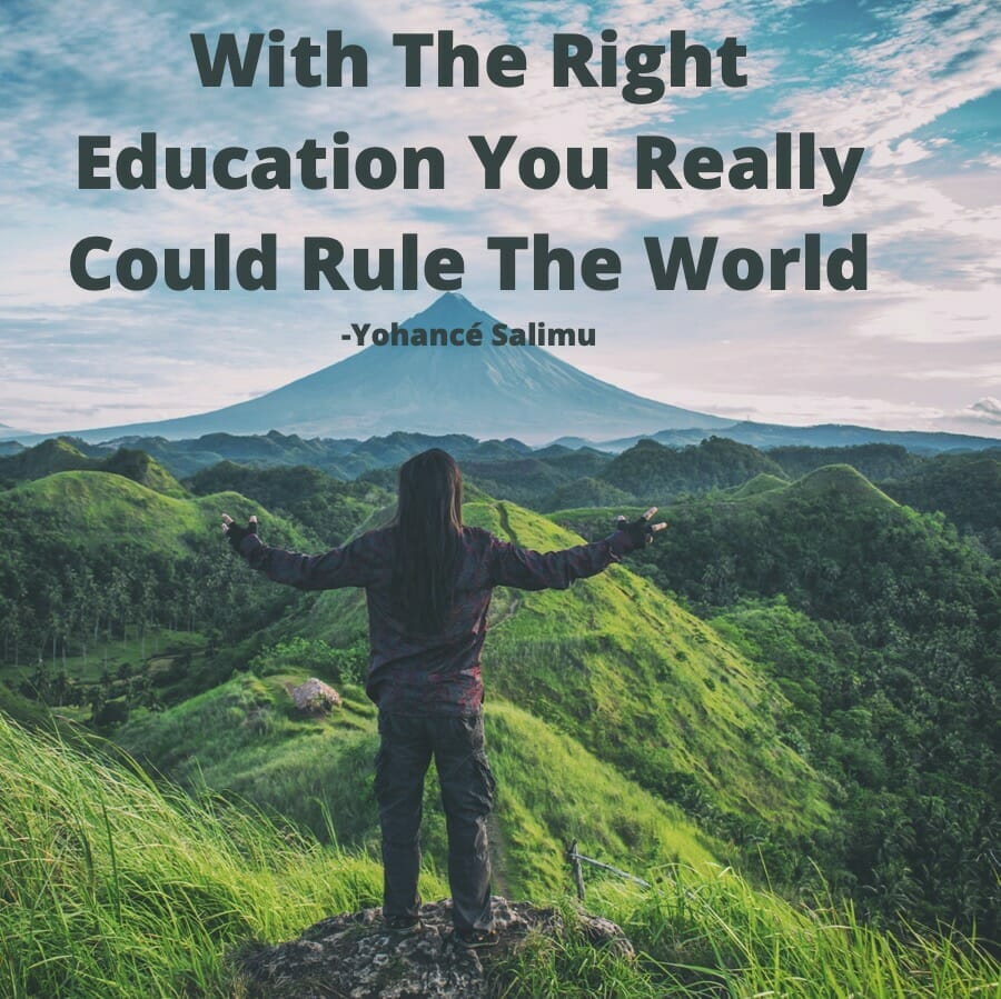 amazing quote about your own dreams with inspiring image of greenery, mountains, and a volcano