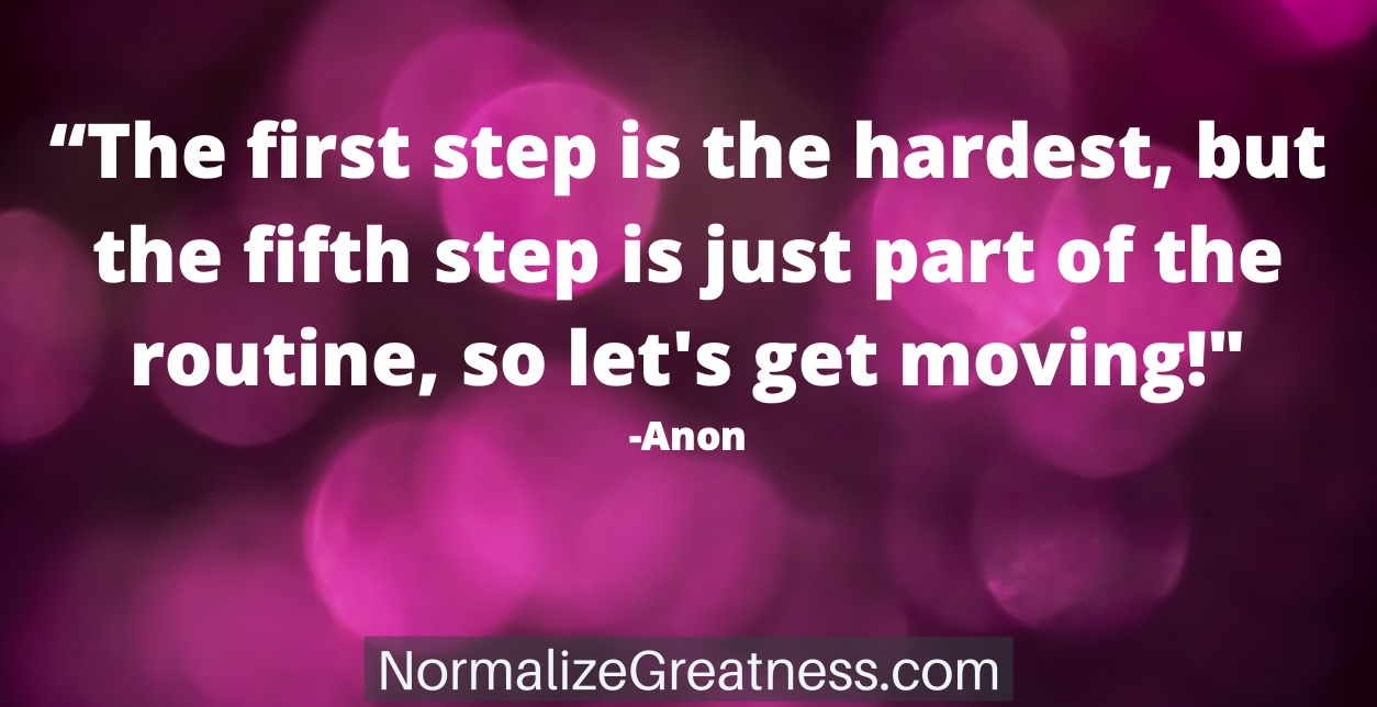 motivational fitness quote on getting started